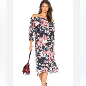 Saloni Grace Tigerlilly Floral Silk Midi Dress New
